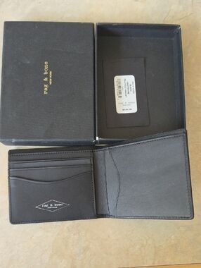 rag & bone Black Leather Card Holder Wallet